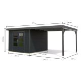 LESENA VRTNA HIŠKA KARIBU PLUTO C + PODALJŠEK STREHE 3M, ANTRACIT