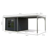 LESENA VRTNA HIŠKA KARIBU PLUTO C+ PODALJŠEK STREHE 3M, SIVA