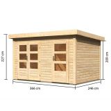 LESENA VRTNA HIŠKA KARIBU SCHÖNBUCH 1 227X366X246 BARVA LESA