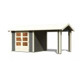 LESENA VRTNA HIŠKA KARIBU THERES 3 +PODALJŠEK STREHE, SIVA