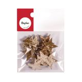 DROBNI ART.ZA USTVARJANJE RAYHER LESENI OKRASKI ADVENTNI ZLATI, 12 KOS