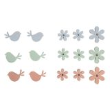 LESENI PTIČKI IN CVETJE 2,3-3,3CM,SET 15