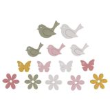 LESENI PTIČKI IN CVETJE 2,3-3,3CM,SET 16