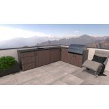 LETNA KUHINJA BELLANO FLORENCE AMERIŠKI OREH L 3070/2168X634X950 PULT GRANIT