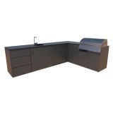 LETNA KUHINJA BELLANO FLORENCE ANTRACIT L 3070/2168 X 634 X 950 PULT GRANIT