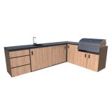 LETNA KUHINJA BELLANO FLORENCE HRAST RUSTIK L 3070/2168X634X950 PULT GRANIT