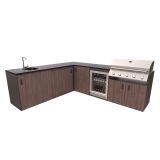 LETNA KUHINJA BELLANO PISA AMERIŠKI OREH 2434/2804 X 634 X 950 PULT GRANIT