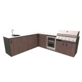 LETNA KUHINJA BELLANO PISA AMERIŠKI OREH L 2434/2804 X 634 X 935 PULT PORCELAN