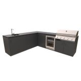 LETNA KUHINJA BELLANO PISA ANTRACIT 2434/2804 X 634 X 950 PULT GRANIT