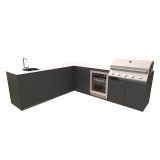 LETNA KUHINJA BELLANO PISA ANTRACIT L 2434/2804 X 634 X 935 PULT PORCELAN