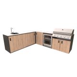 LETNA KUHINJA BELLANO PISA HRAST RUSTIK L 2434/2804 X 634 X 935 PULT PORCELAN