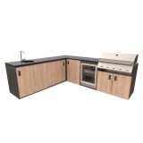 LETNA KUHINJA BELLANO PISA HRAST RUSTIK L 2434/2804 X 634 X 950 PULT GRANIT