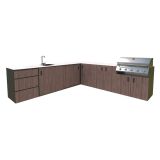 LETNA KUHINJA BELLANO ROMA AMERIŠKI OREH L 3070/3068X634X935 PULT PORCELAN