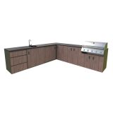 LETNA KUHINJA BELLANO ROMA AMERIŠKI OREH L 3070/3068X634X950 PULT GRANIT