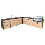 LETNA KUHINJA BELLANO ROMA HRAST RUSTIK L 3070/3068X634X950 PULT GRANIT