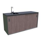 LETNA KUHINJA BELLANO VENICE AMERIŠKI OREH 2700X634X950 PULT GRANIT