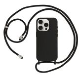 LIQUID SILIKONSKI OVITEK ZA IPHONE 15 PRO MAX - ČRN Z VRVICO