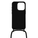 LIQUID SILIKONSKI OVITEK ZA IPHONE 15 PRO MAX - ČRN Z VRVICO