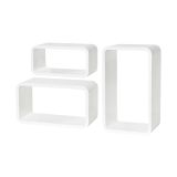 LESENA POLICA LONG CUBE SET BELA 3 KOS 500X300X200 MM