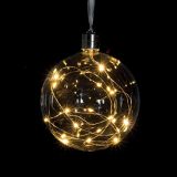 LUČKE MQ STEKLENA KROGLA FI 15 CM VISEČA 20 LED MINI T.BELE