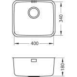 NERJAVNO POMIVALNO KORITO ALVEUS LUNO 20, SATIN 340X400 MM