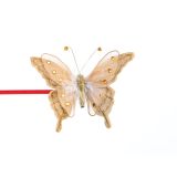 OKRASEK ZA JELKO GLOSSTYLE METULJ ZLATI NA ŠČIPALKI 15 CM