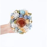 DEKORACIJA GLOSSTYLE MODRA S STEKLENIM KOZARČKOM FI 18 CM