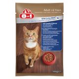 MOKRA HRANA ZA MAČKA 8 IN 1 HRANA 8IN1 ODRASLE MAČKE GOVEDINA, 100G VREČKA