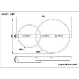 NADGRADNA STROP. SVETILKA LUFFY 54W 930X585X102MM ČRNO ZLATI DVA KROGA