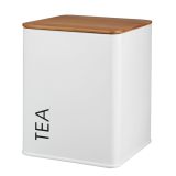 NAMENSKA DOZA GALICIJA TEA 11.5X11.5X14 CM BELA METALNA Z BAMBUS POKROVOM