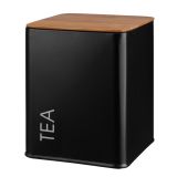 NAMENSKA DOZA GALICIJA TEA 11.5X11.5X14 CM ČRNA METALNA Z BAMBUS POKROVOM