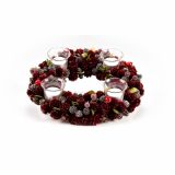 NAMIZNA DEKORACIJA GLOSSTYLE ADVENTNI VENEC 4 KOZARCI RDEČI 32X32X8 CM