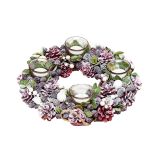 NAMIZNA DEKORACIJA GLOSSTYLE ADVENTNI VENEC ROZA NARAVNI 32X32X8 CM 4 KOZ