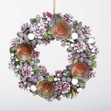 NAMIZNA DEKORACIJA GLOSSTYLE ADVENTNI VENEC ROZA NARAVNI 32X32X8 CM 4 KOZ