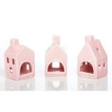 NAMIZNA DEKORACIJA GLOSSTYLE HIŠICA 11 CM ROZA ZA ZA ČAJNO SVEČKO