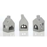 NAMIZNA DEKORACIJA GLOSSTYLE HIŠICA 11 CM SIVA ZA ZA ČAJNO SVEČKO