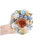 NAMIZNA DEKORACIJA GLOSSTYLE SVEČNIK FI 17 CM SREBRNO MODRI S STEKLENIM KOZ.