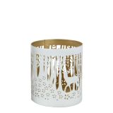 NAMIZNI OKRASEK DECORIS LANTERNA VALJ, BELA/ZLATA 9.00X9.00X10.00CM