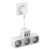 NAMIZNI RAZDELILEC TESSAN 323X-C 3X VTIČNICA, 2X USB-A, 1X USB-C, 15 CM KABEL