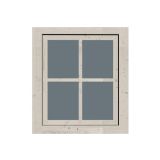 OKNO ZA LESENO HIŠKO KARIBU NAOKNICE ZA 28MM SLONOVA KOST BELA 69X79 CM