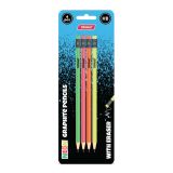 NAVADNI SVINČNIK TARGET GRAFITNI Z RADIRKO NEON BL.4/1 27419