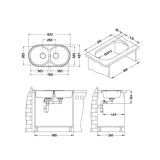 NERJAVNO POMIVALNO KORITO ALVEUS FORM 50, LEINEN 832X437 MM