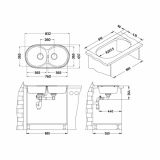 NERJAVNO POMIVALNO KORITO ALVEUS FORM 50, SATIN 832X437 MM