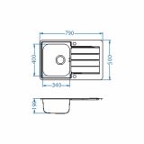 NERJAVNO POMIVALNO KORITO ALVEUS LINE 80, LEINEN 790X500 MM