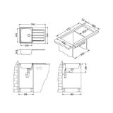 NERJAVNO POMIVALNO KORITO ALVEUS LINE 80, LEINEN 790X500 MM