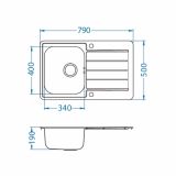 NERJAVNO POMIVALNO KORITO ALVEUS LINE MAXIM 80, SATIN 790X500 MM