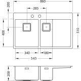 NERJAVNO POMIVALNO KORITO ALVEUS STYLUX 60, SATIN 860X510 MM DESNI
