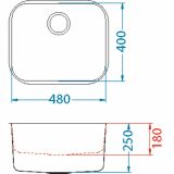 NERJAVNO POMIVALNO KORITO ALVEUS VARIANT 10, SATIN 480X400 MM
