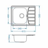 NERJAVNO POMIVALNO KORITO ALVEUS ZOOM MAXIM 10, SATIN 615X500 MM