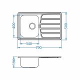 NERJAVNO POMIVALNO KORITO ALVEUS ZOOM MAXIM 20, SATIN 790X500 MM